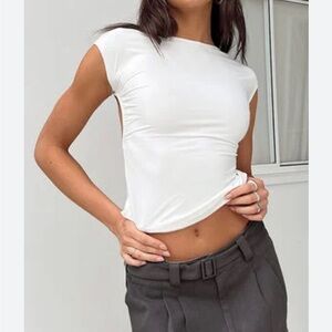 Princess Polly White Cap Sleeve Women's Top